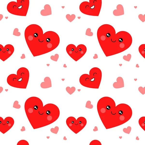 Seamless Pattern Cute Hearts — Stock Vector