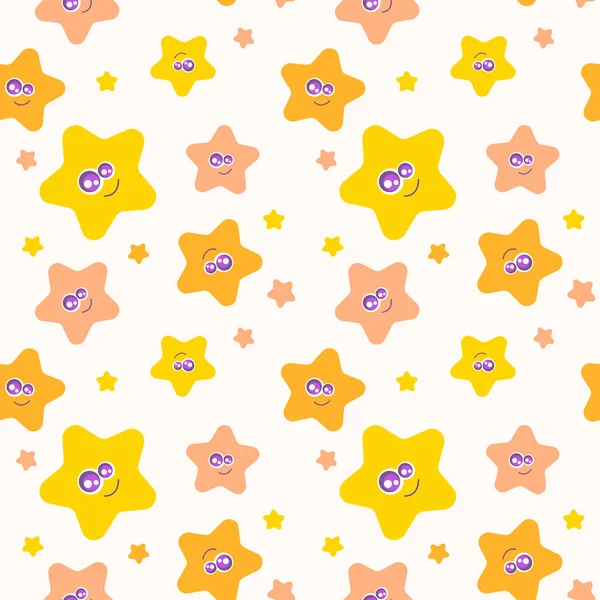 Seamless Pattern Cute Stars — Stock Vector