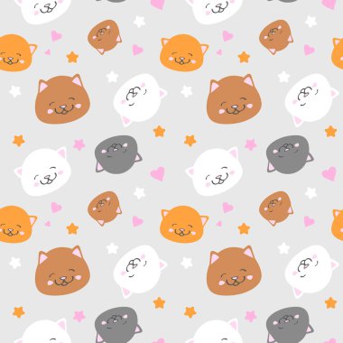 sevimli kedi yüz dikişsiz desen