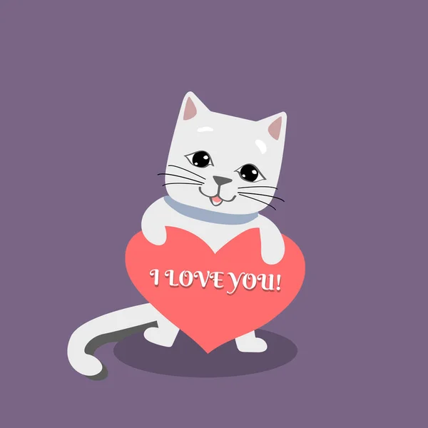 Χαριτωμένο Κάρτα Γάτα Στην Αγάπη — Διανυσματικό Αρχείο
