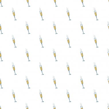 bir bardak şampanya ile dikişsiz desen