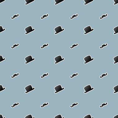 şapka ve bıyık dikişsiz desen