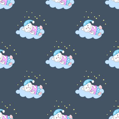 sevimli uyku kediler vektör Dikişsiz desen