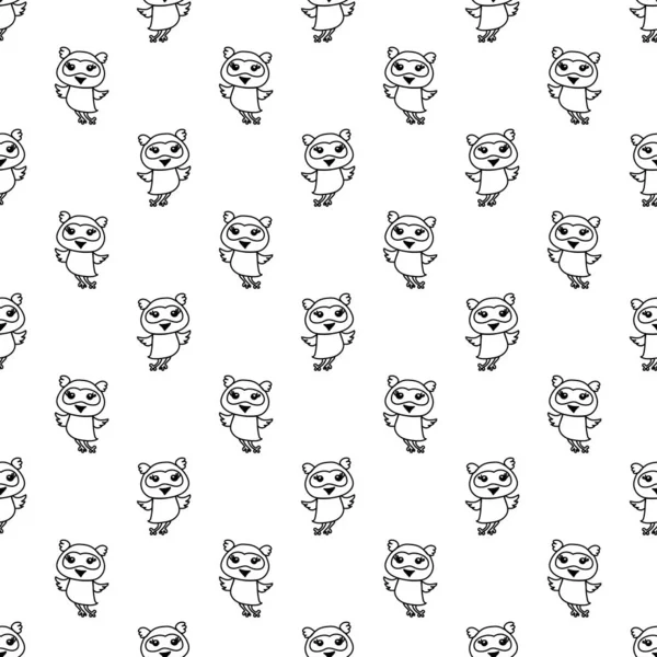 Cute Owls Seamless Vector Pattern — Stock Vector