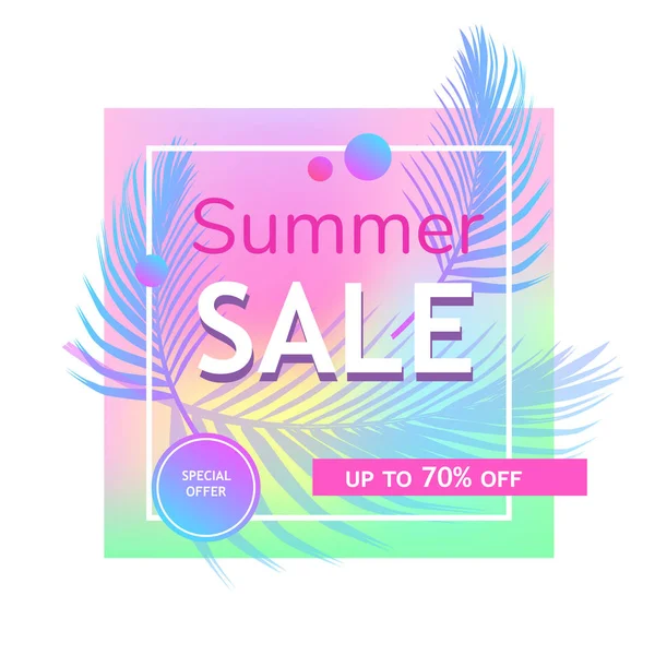 Sommer Verkauf Banner Design Tropische Blätter Hintergrund — Stockvektor