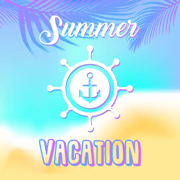 Summer Vacation Vector Poster Tropic Leaves — Stock Vector