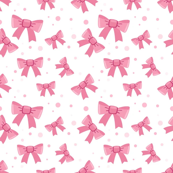 Pink Bows Patrón Vectores Sin Costuras — Vector de stock