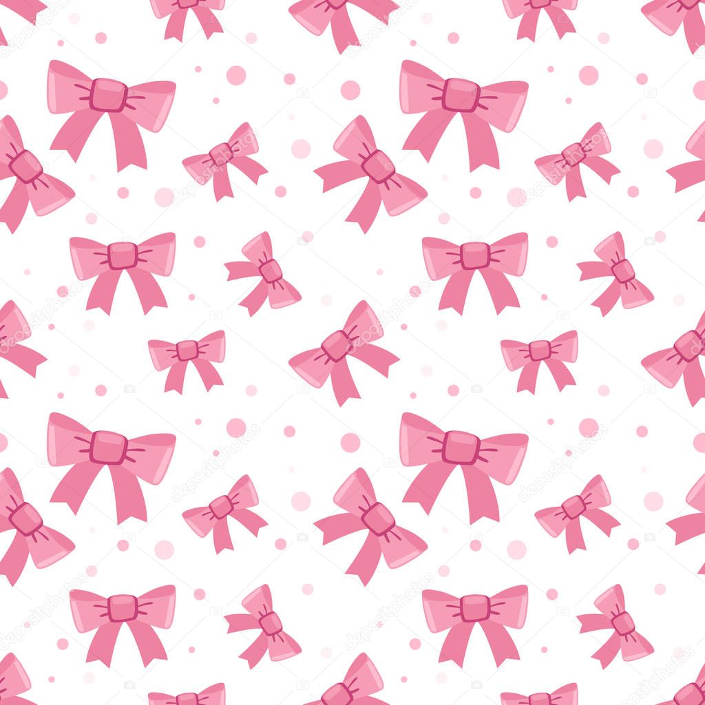 Pink Bows seamless vector pattern