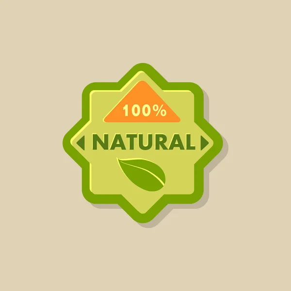 Badge Vectoriel Vert 100 Naturel — Image vectorielle