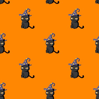 sevimli kediler ile mutlu cadılar bayramı sorunsuz illüstrasyon