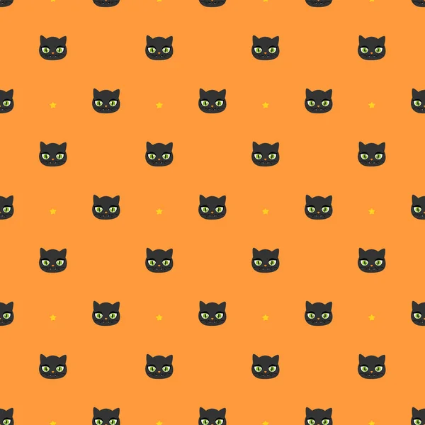 Happy Halloween Seamless Illustration Cute Cats — Stock Vector