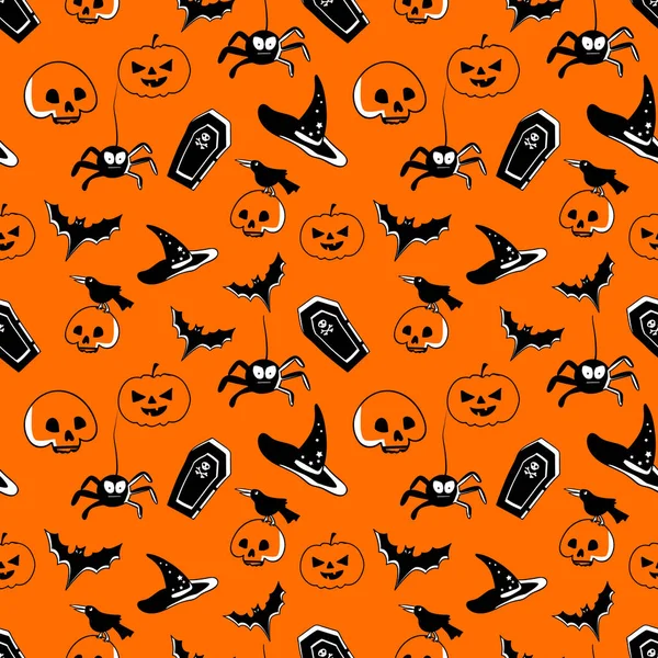 Halloween Símbolos Vector Patrón Sin Costura — Archivo Imágenes Vectoriales