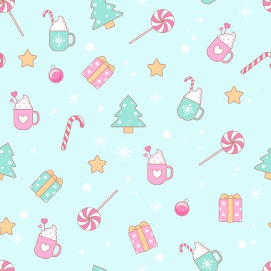 Yeni yıl ve noel sembolleri kusursuz desen