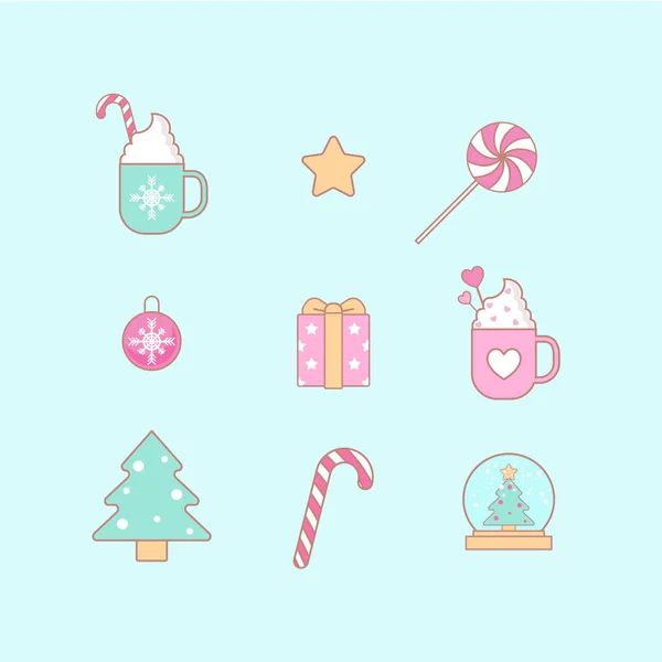 Mignon Nouvel Les Symboles Noël — Image vectorielle