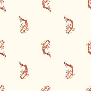 Gökkuşağı sazan balıklarıyla doğulu kusursuz desen 