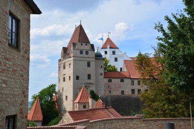 Landshut, Almanya görünümü üzerinde tarihi kale Trausnitz Landshut, Bavyera, Almanya