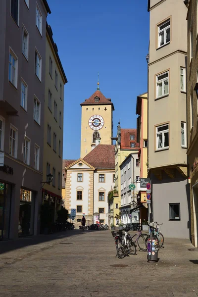 Vue Dans Ville Historique Ratisbonne Bavière Allemagne — Photo