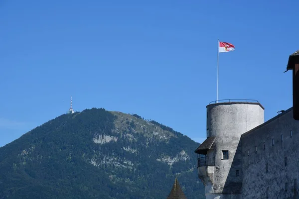 Salzburgo Áustria Vista Para Cidade Histórica Salzburgo Áustria — Fotografia de Stock