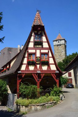 Rothenburg tarihi kasaba Tauber, Bavyera, bölgesindeki orta Franconia, Almanya görünümünde Rothenburg, Almanya