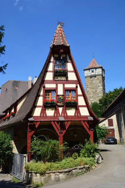 Rothenburg Allemagne Vue Dans Ville Historique Rothenburg Sur Tauber Bavière — Photo