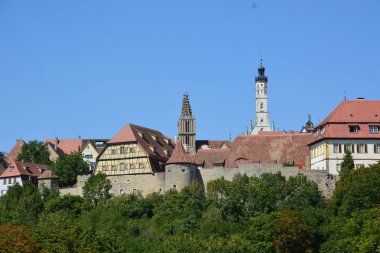 Rothenburg tarihi kasaba Tauber, Bavyera, bölgesindeki orta Franconia, Almanya görünümünde Rothenburg, Almanya