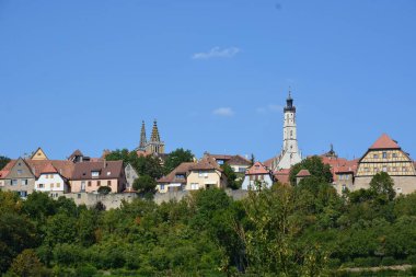 Rothenburg tarihi kasaba Tauber, Bavyera, bölgesindeki orta Franconia, Almanya görünümünde Rothenburg, Almanya