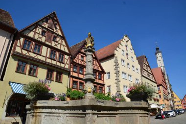 Rothenburg tarihi kasaba Tauber, Bavyera, bölgesindeki orta Franconia, Almanya görünümünde Rothenburg, Almanya
