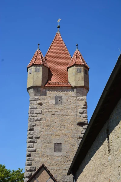 Rothenburg Tarihi Kasaba Tauber Bavyera Bölgesindeki Orta Franconia Almanya Görünümünde — Stok fotoğraf