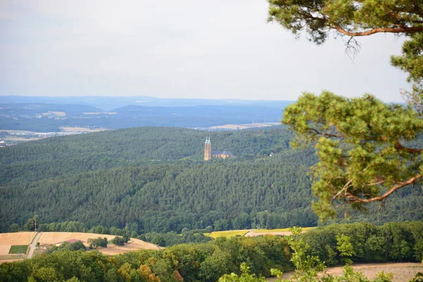 Вид Столову Гору Staffelberg Поблизу Міста Бад Staffelstein Баварія Регіону — стокове фото