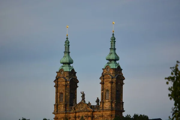 Zobrazit Vierzehnheiligen Kostel Čtrnácti Svatých Poblíž Města Špatného Staffelsteinu Bavorsko — Stock fotografie
