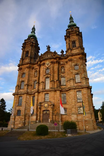 Vista Sobre Iglesia Vierzehnheiligen Iglesia Los Catorce Santos Cerca Ciudad — Foto de Stock