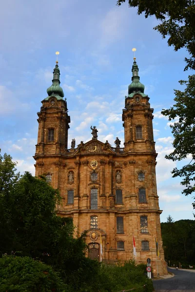 Zobrazit Vierzehnheiligen Kostel Čtrnácti Svatých Poblíž Města Špatného Staffelsteinu Bavorsko — Stock fotografie