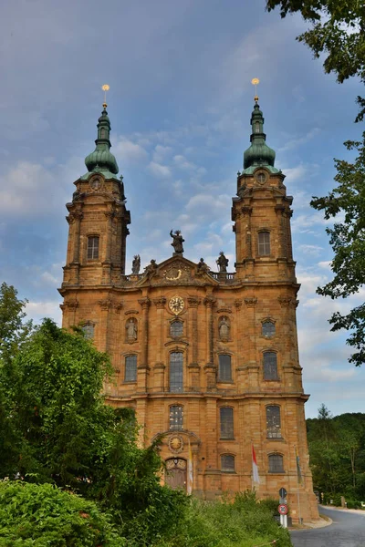 Zobrazit Vierzehnheiligen Kostel Čtrnácti Svatých Poblíž Města Špatného Staffelsteinu Bavorsko — Stock fotografie