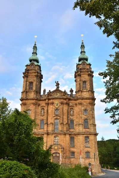 Zobrazit Vierzehnheiligen Kostel Čtrnácti Svatých Poblíž Města Špatného Staffelsteinu Bavorsko — Stock fotografie