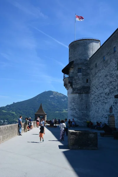 Salzburg Österrike Visa Festung Hohensalzburg Fästning Den Historiska Staden Salzburg — Stockfoto