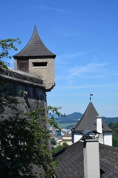 Salzburg Österrike Visa Festung Hohensalzburg Fästning Den Historiska Staden Salzburg — Stockfoto