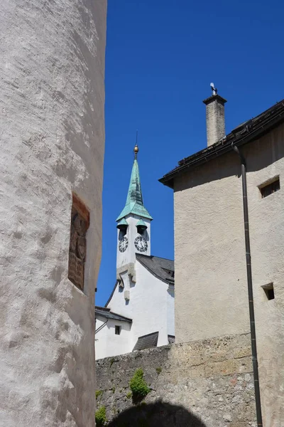 Σάλτσμπουργκ Αυστρία Προβολή Στο Φρούριο Φουνουνγκ Ρισάλτσμπουργκ Στην Ιστορική Πόλη — Φωτογραφία Αρχείου
