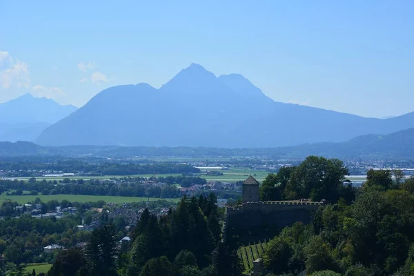 Salzbourg Autriche Crête Montagneuse Des Alpes Vue Forteresse Festung Hohensalzburg — Photo