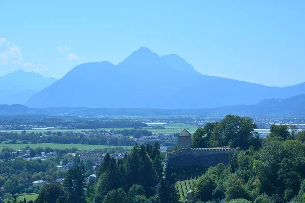 Salzbourg Autriche Crête Montagneuse Des Alpes Vue Forteresse Festung Hohensalzburg — Photo