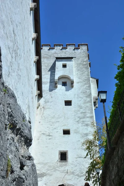 Salzburgo Áustria Vista Para Fortaleza Festung Hohensalzburg Histórica Cidade Salzburgo — Fotografia de Stock