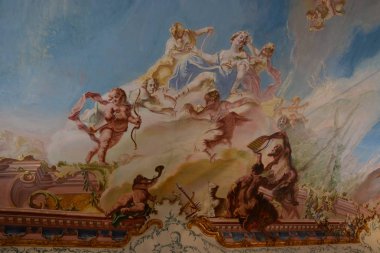 Bamberg, Almanya - Memmelsdorf /Bamberg, Bavyera, bölge Yukarı Franconia, Almanya yakınlarındaki barok Schloss Seehof sarayının iç görünümü