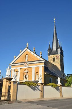 Bamberg yakınlarındaki Memmelsdorf'taki Meryem Ana kilisesinin varsayımı, Bavyera, yukarı Frankonya bölgesi, Almanya
