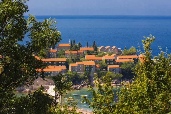 Sveti Stefan Eiland Budva Een Prachtige Zomerdag Montenegro Adriatische Zee — Stockfoto