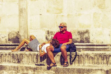 Dalmaçya'daki Trogir şehri, Hırvatistan' ın Adriyatik Kıyısında, peopl