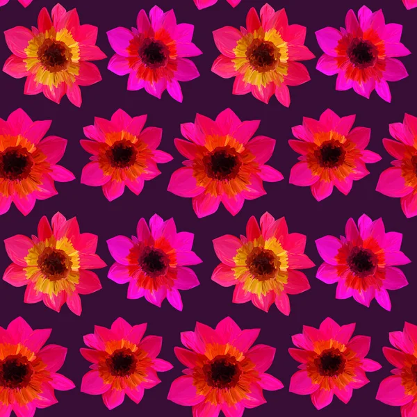 Padrão Sem Costura Astros Fundo Roxo Profundo Padrão Floral Sem — Fotografia de Stock