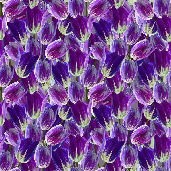 Tulipe Violet Pâle Dessinée Main Gouache Motif Sans Couture Pour — Photo