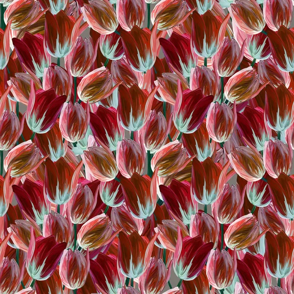 Tulipe Pâle Dessinée Main Gouache Motif Sans Couture Pour Fond — Photo