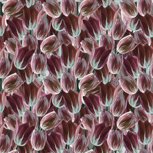 Gouache Dessin Main Tulipe Beige Pâle Motif Sans Couture Pour — Photo