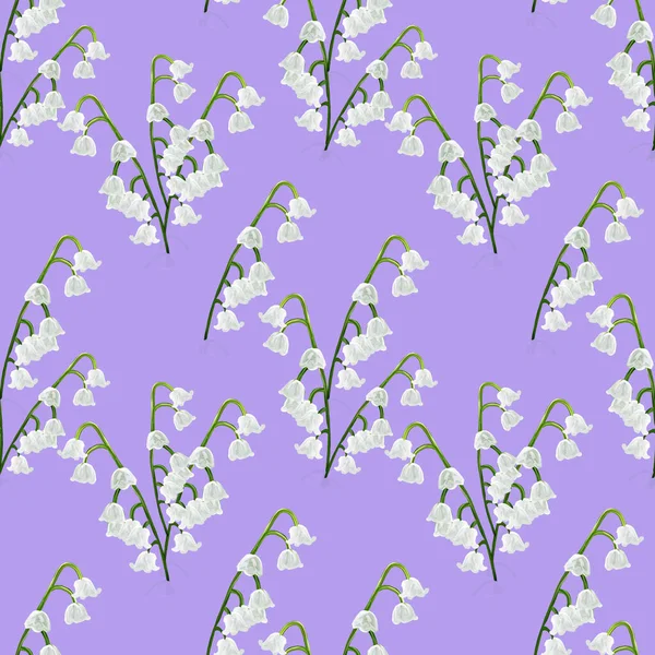 百合花在紫丁香背景下的无缝图案 — 图库照片