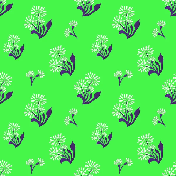 Nahtloses Muster Mit Gänseblümchenblümchen Gouache Handgezeichnete Illustration Isoliert Auf Hellgrünem — Stockfoto